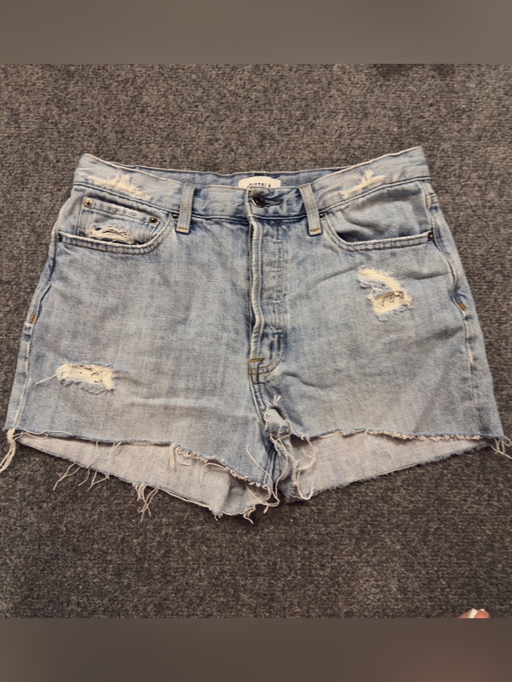 Pistola Light Blue Cut-off Denim Jean Shorts with Lace Detail Size 29
